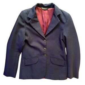 Livery Riding Women’s Size 14 Navy Blue Jacket w/Red Lining Equestrian Chic